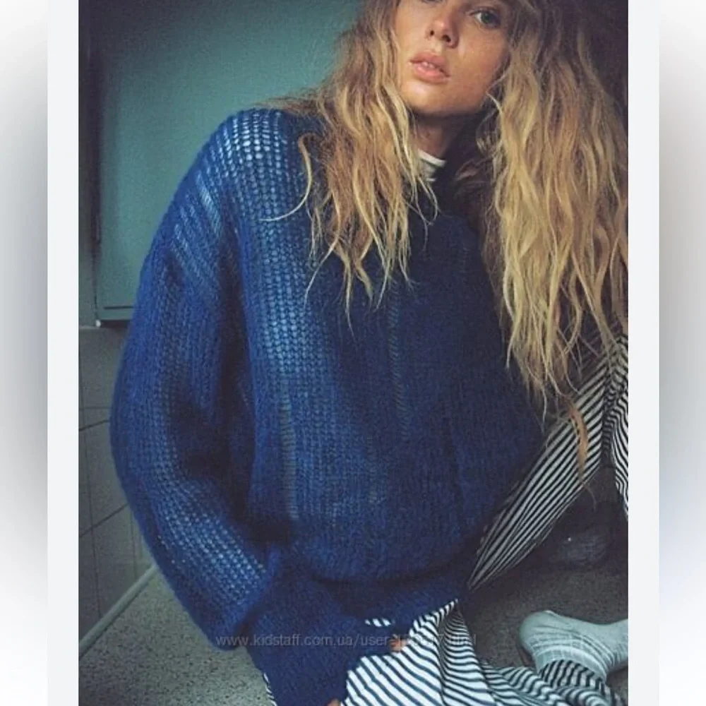 Zara ALPACA AND WOOL BLEND RIPPED KNIT SWEATER | - Picture 1 of 6